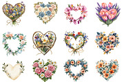 Wedding Hearts with Flowers Clipart, an Illustration by Designworld (Thumbnail 3 of 5)