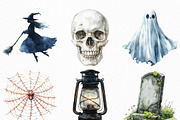 Watercolor Black White Halloween, an Illustration by Craft Nest (Thumbnail 5 of 6)