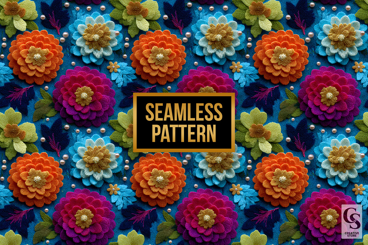 3D Colorful Beaded Felt Flower Paper, a Pattern Graphic by Creative Store (Photo 4 of 4)
