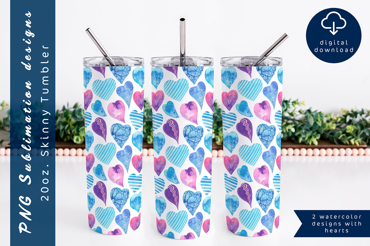 Hearts tumbler sublimation design, an Object Graphic by AnastasiaWatercolor (Photo 2 of 4)