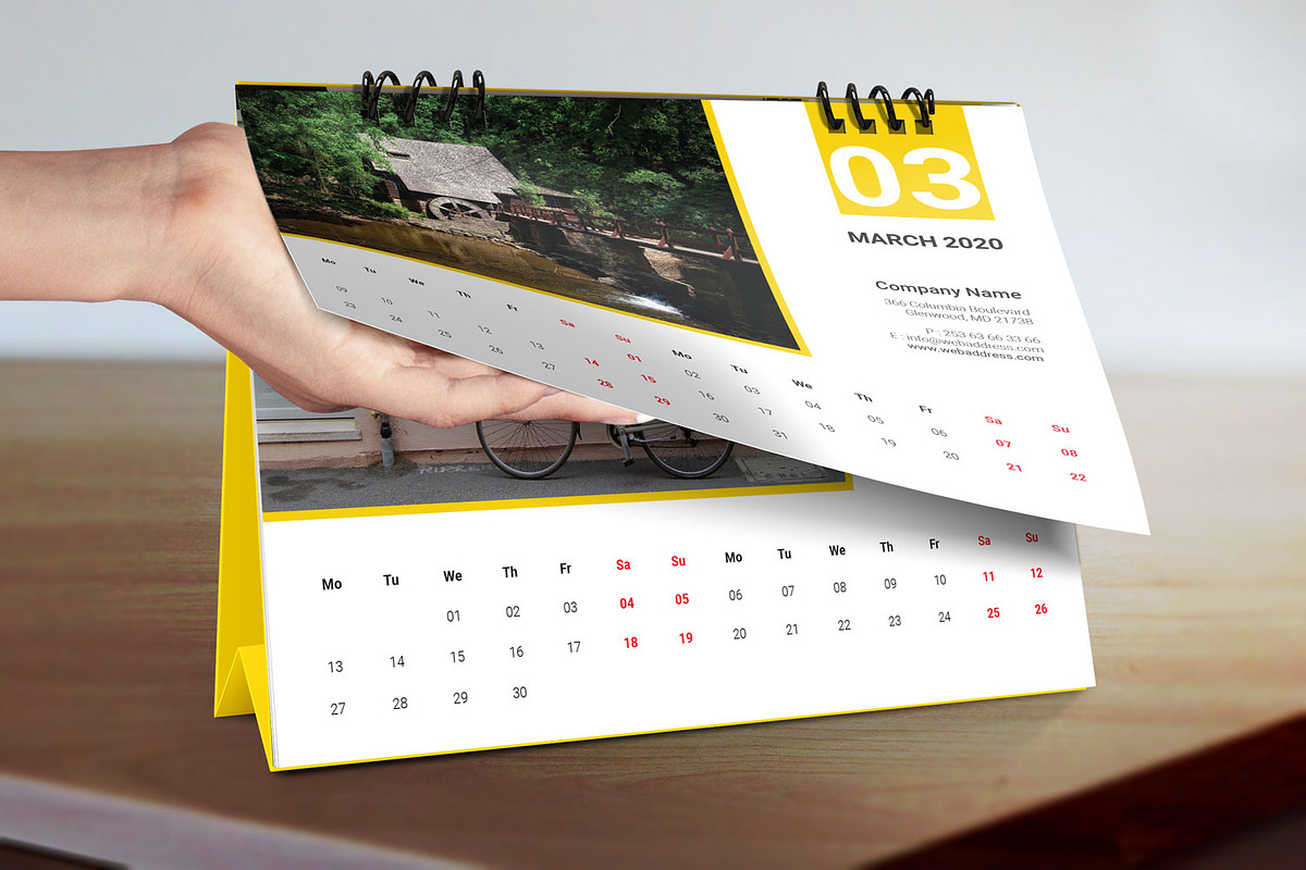 Desk Calendar for 2020 V5, a Stationery Template by graphicbox (Photo 4 of 5)
