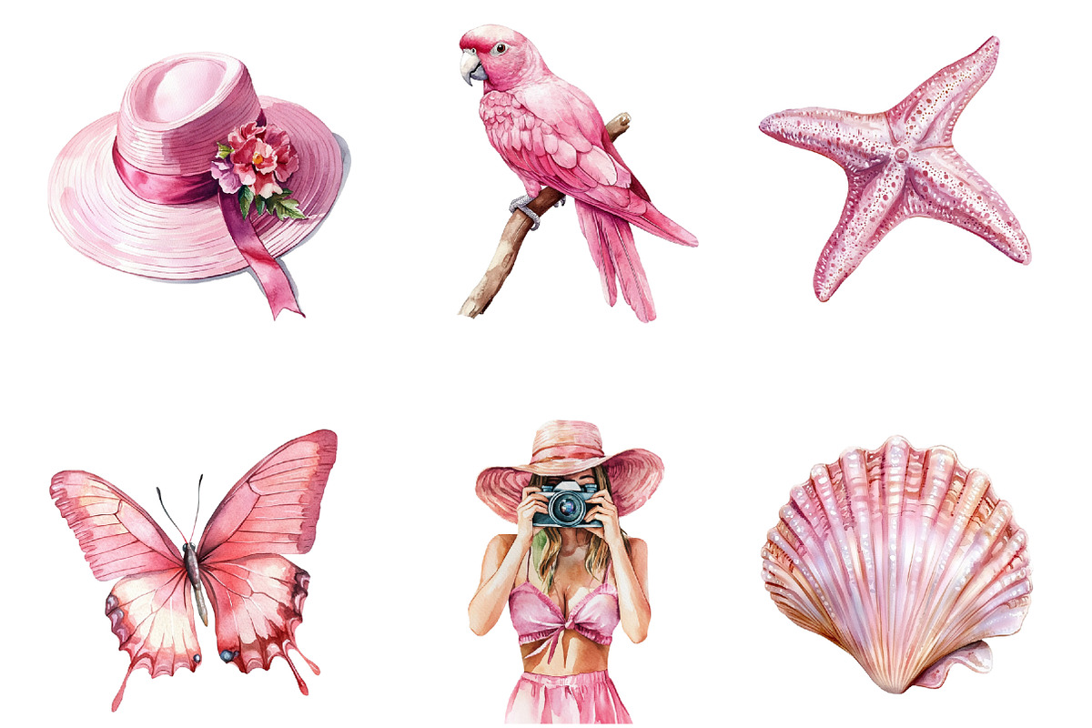 Pink Summer Sublimation Clipart, an Illustration by SinaCreation (Photo 2 of 5)