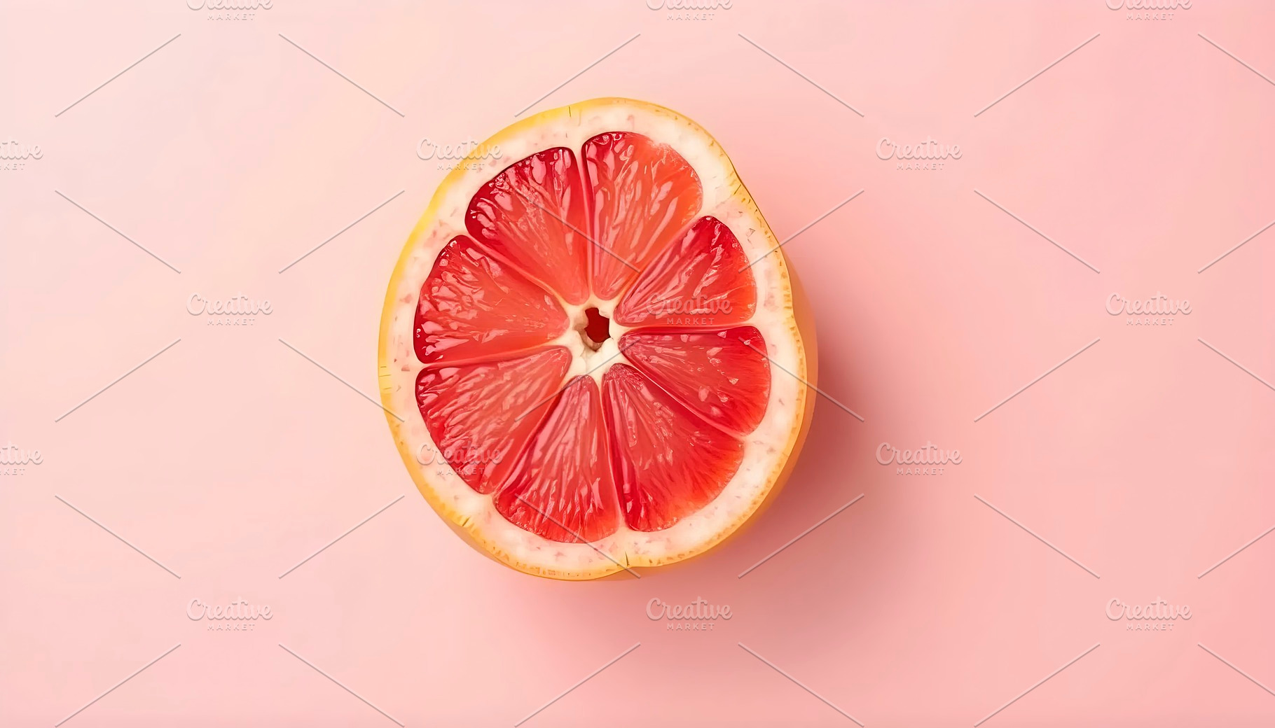 Pink Background With Half Grapefruit, a Photo by LOGOCREATIVE