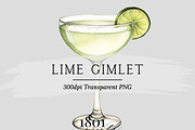 Lime Gimlet Cocktail Watercolor, an Illustration by 1801Prints (Thumbnail 1 of 4)