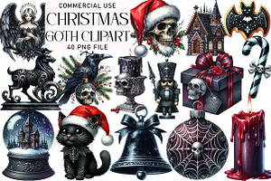 Goth Christmas Clipart, an Illustration by Daily.Designs