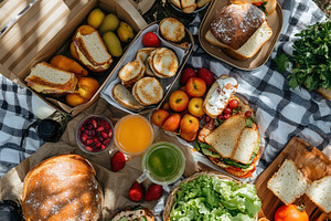 Picnic spread with tasty treats, a Photo by Pavel_design