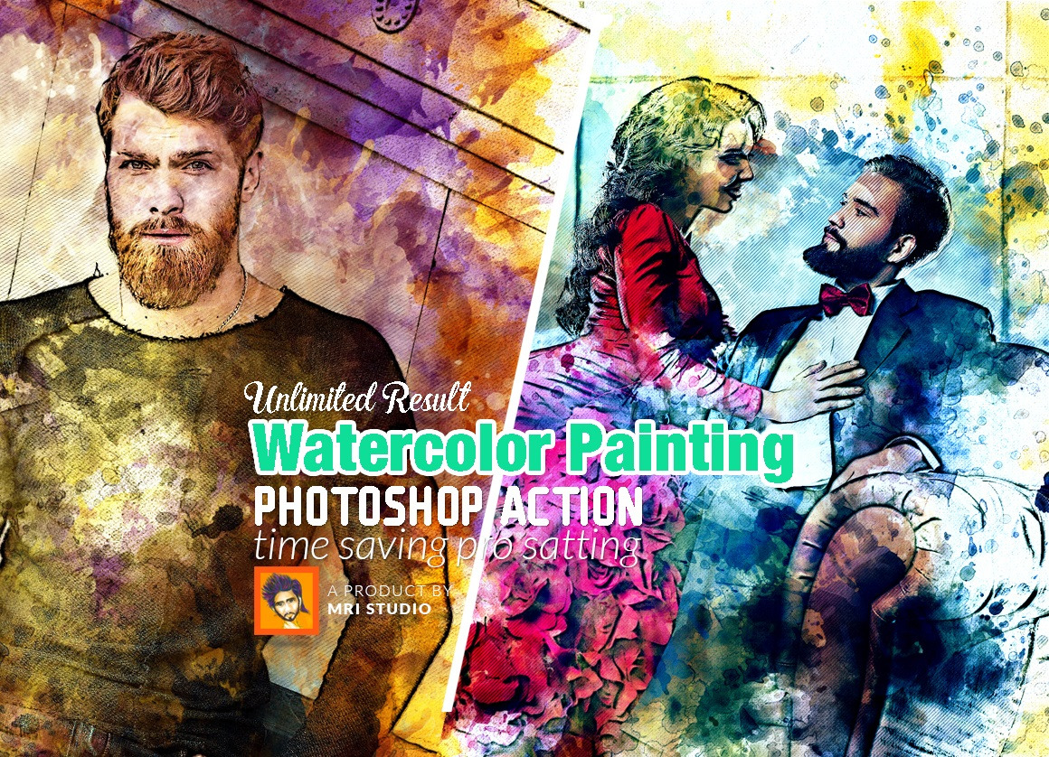 Watercolor Painting Photoshop Action, an Action Add-On by MRI STUDIO