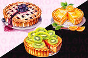 Fruit Pies Watercolor Clipart, a Food Illustration by LekoArt (Thumbnail 7 of 10)