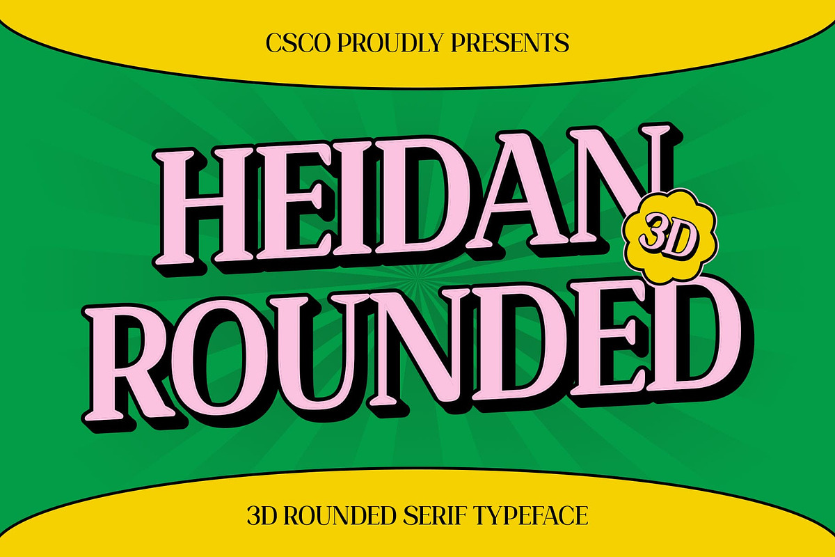 Heidan Rounded 3D, a Serif Font by Craft Supply Co. (Photo 1 of 8)