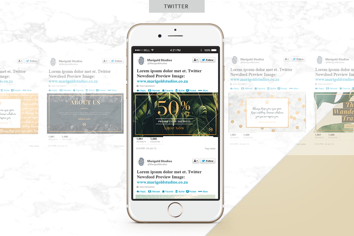 CANVA & PPT | Golden Social Media, a Social Media Template by Marigold Studios (Photo 7 of 12)