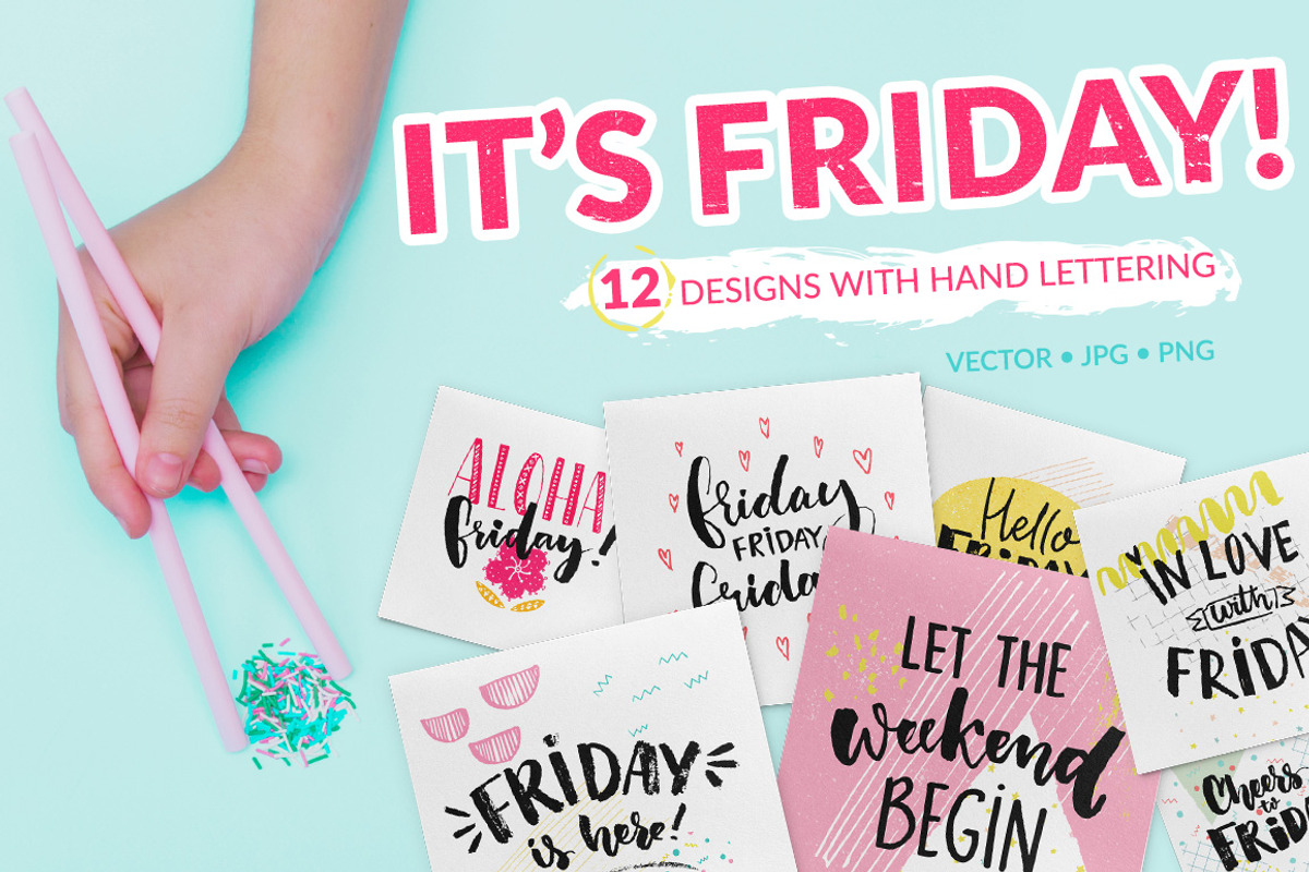 Friday - hand lettering sayings, a Food Illustration by Anna's Creative Store (Photo 1 of 5)
