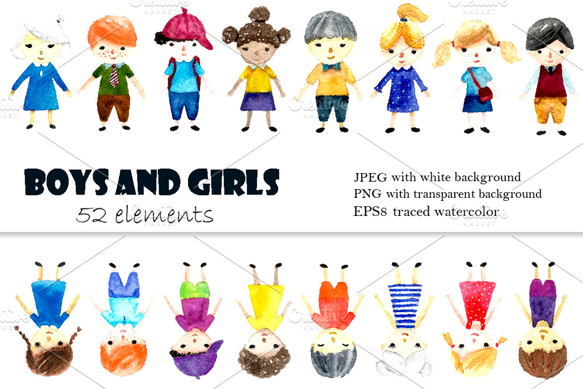 Watercolor children, an Education Illustration by Vikeriya (Photo 1 of 3)