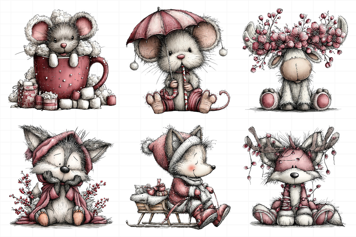 Whimsical Woodland Christmas Animals, an Illustration by Daily.Designs (Photo 4 of 5)