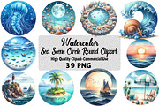 Sea Scene Circle Round Clipart, an Illustration by Daily.Designs (Thumbnail 1 of 5)