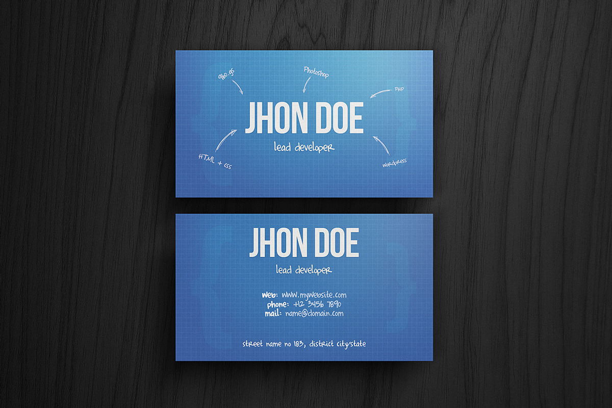 4 Realistic Business Card Mockups, a Print Template by Rafael Oliveira (Photo 2 of 5)