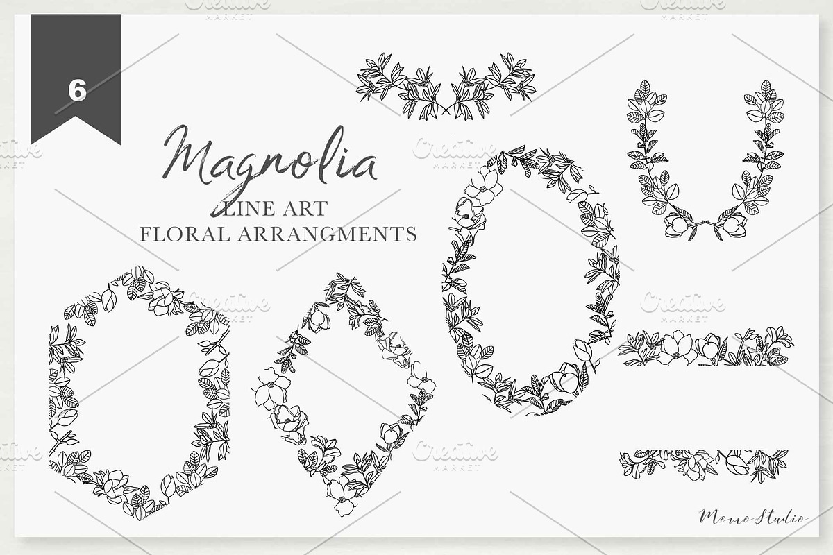 MAGNOLIA - Watercolor & Line Art, a Texture Illustration by Momo Studio (Photo 8 of 14)