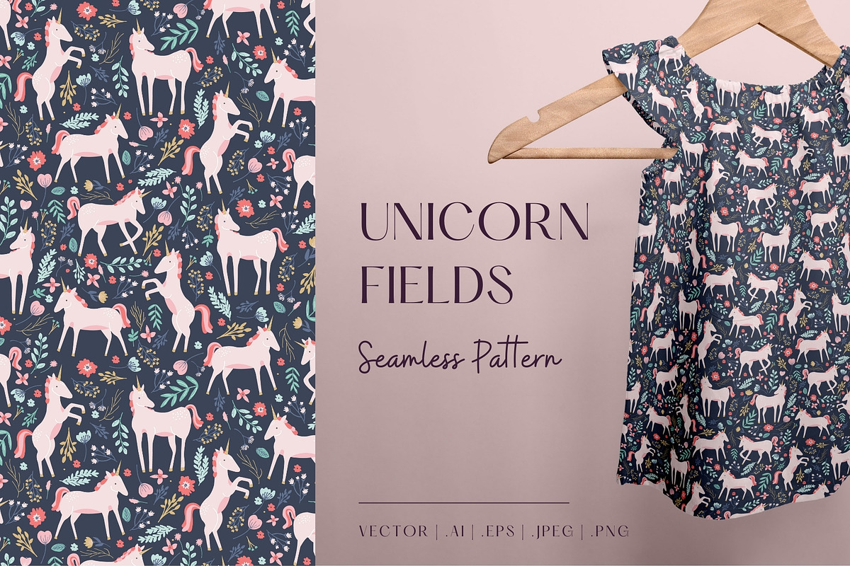 Unicorn Fields Seamless Pattern, a Pattern Graphic by origamiprints (Photo 1 of 4)