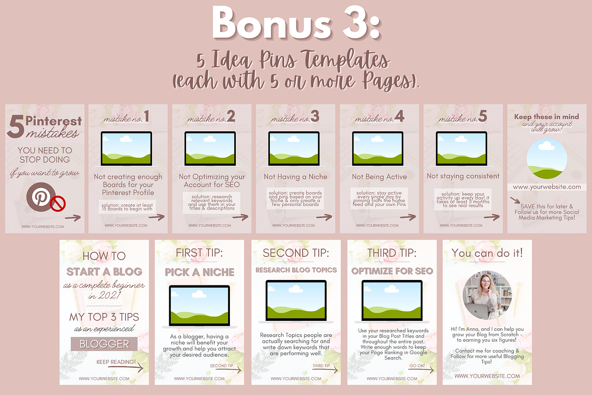 65+ Pinterest Templates + 3 BONUSES, a Social Media Template by SocialStyleTemplates (Photo 7 of 8)