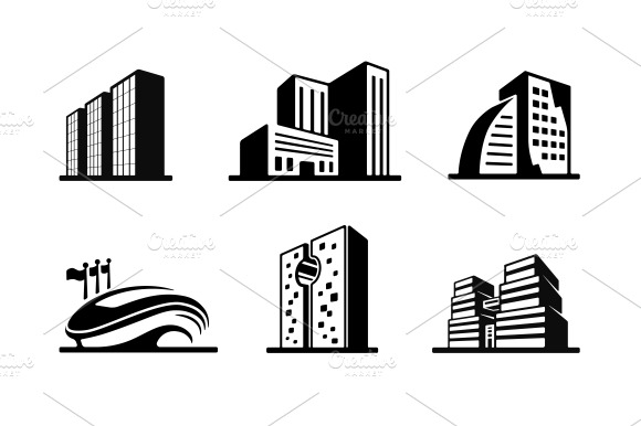 Black And White Building Icons