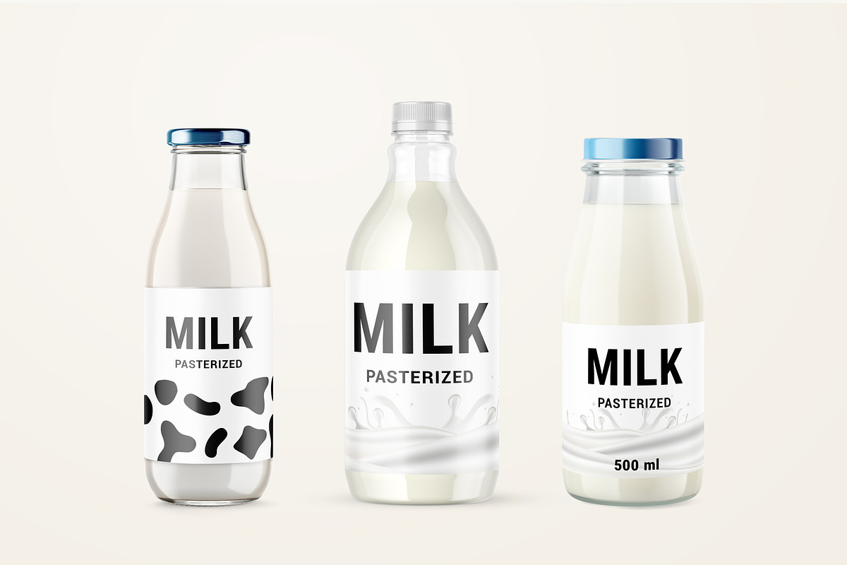 Fresh Milk Glass Bottle Mockup Set, a Product Mockup by PSD Market (Photo 11 of 20)