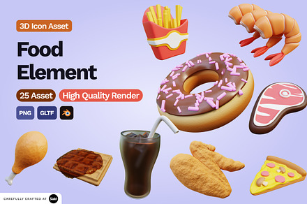 3D Food Element Icon, a Food & Drink 3D Model by SLAB! Design