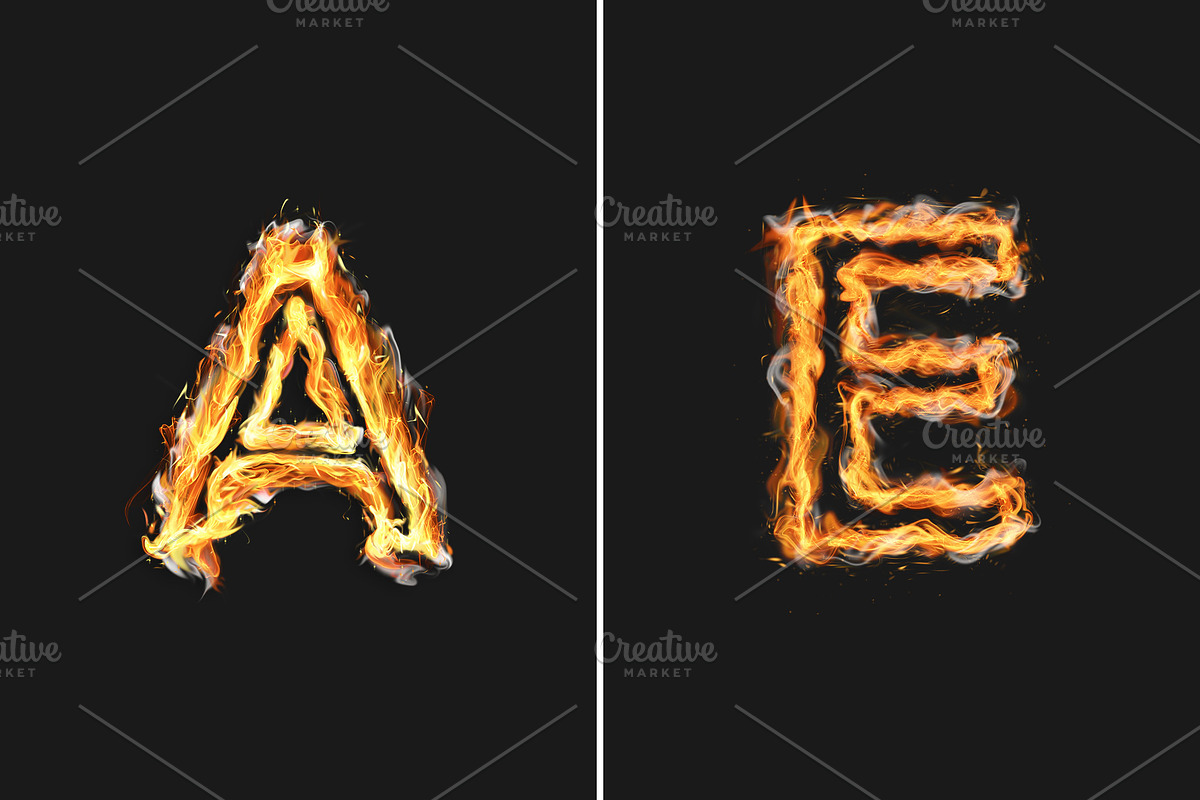 Blazing Fire Letters A-Z, an Object Graphic by MRI STUDIO