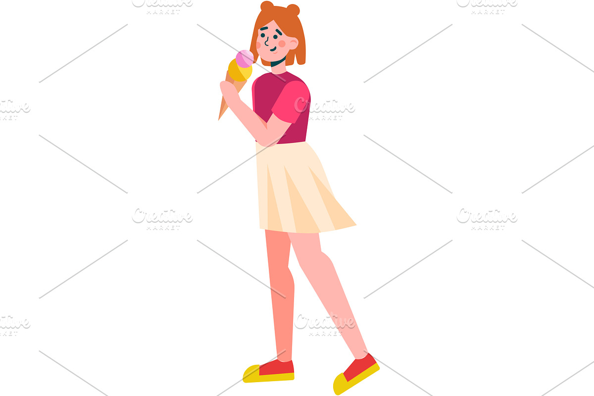 Woman eating ice-cream vector, a Person Illustration by vectorpointstudio