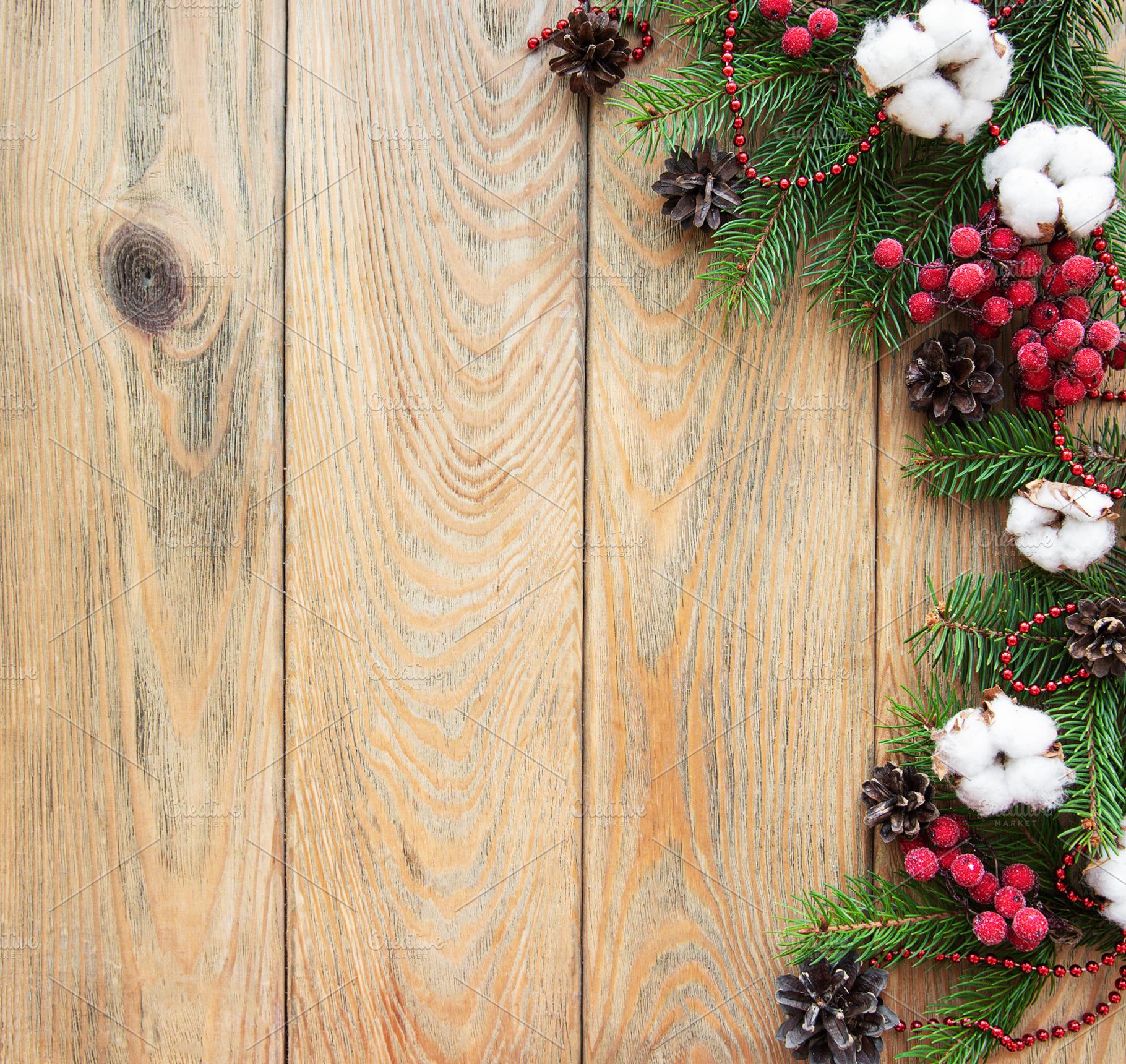Christmas holiday background stock photo containing wooden and winter, a Holiday Photo by Olena Rudo