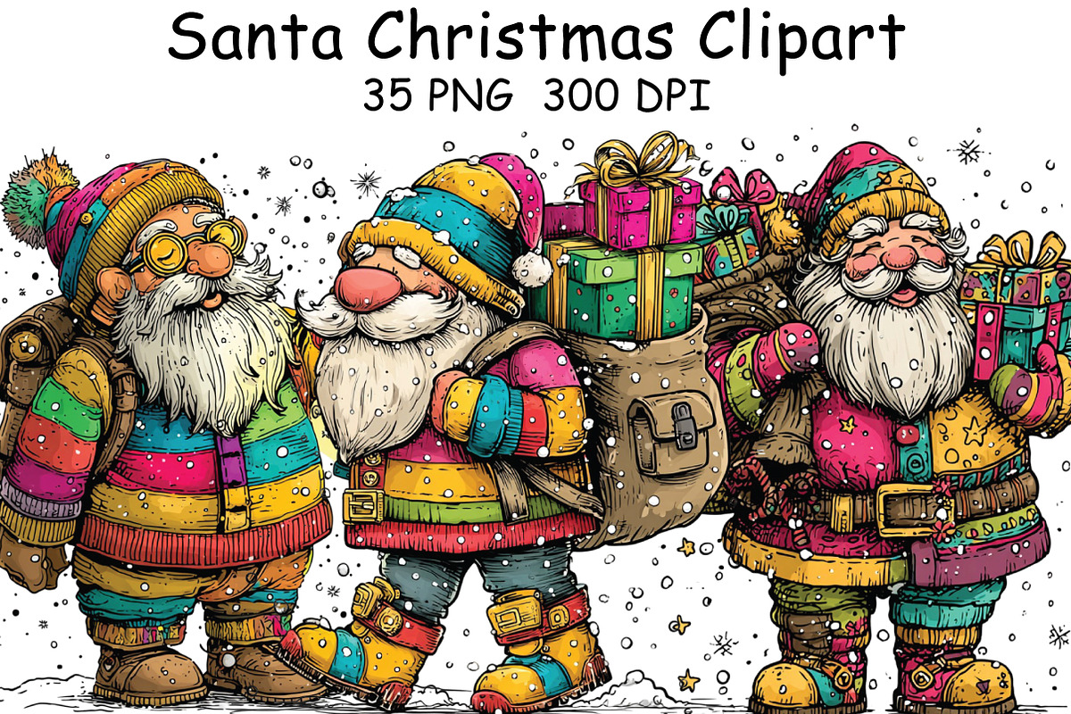 Santa Christmas Clipart, an Illustration by CraftArtStudio (Photo 1 of 6)