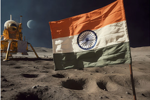 Indian Flag Landing On Moon