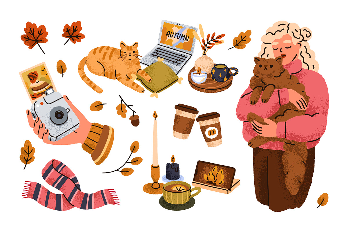 Cozy autumn mood. Hygge fall set, a Seasonal Illustration by Good Studio (Photo 4 of 6)