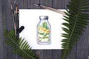 Detox Time. Watercolor Detox Bottle, an Illustration by Olga Olmix (Thumbnail 6 of 6)