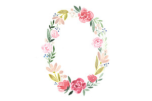 7 Watercolor Floral Wreath Frames