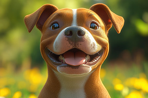 Happy brown dog enjoying a sunny day, a Photo by Tanuart