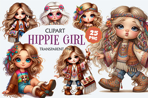 Stylish cartoon hippie girl. Clipart, an Animal Illustration by KENO Mascots
