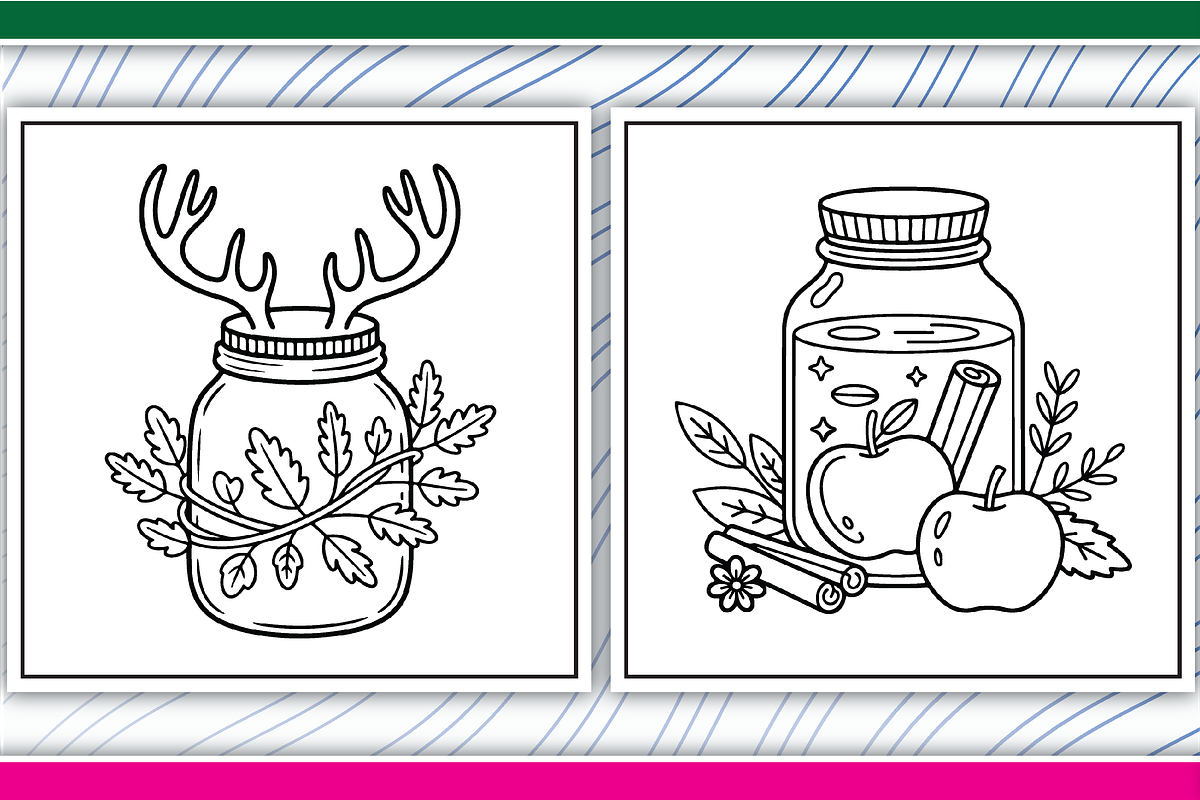 Autumn Jar Coloring Pages, an Illustration by LightExpress (Photo 2 of 5)
