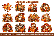 12PNG CUTE FALL CHARACTERS CLIPART, a Seasonal Illustration by Vachira Digital Studio (Thumbnail 1 of 14)