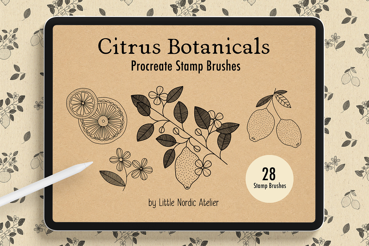 Citrus Botanicals Procreate Stamps, a Brush Add-On by Little Nordic Atelier (Photo 1 of 6)