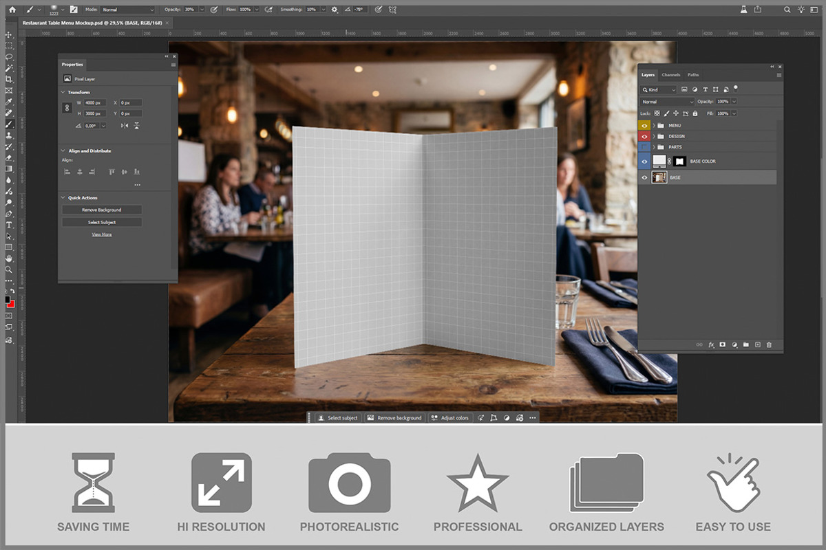 Restaurant Table Menu PSD, a Device Mockup by Bruno's Shop (Photo 2 of 3)