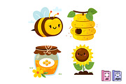 Sweet Honey Bee Elements, an Animal Illustration by MISS CHATZ (Thumbnail 1 of 3)