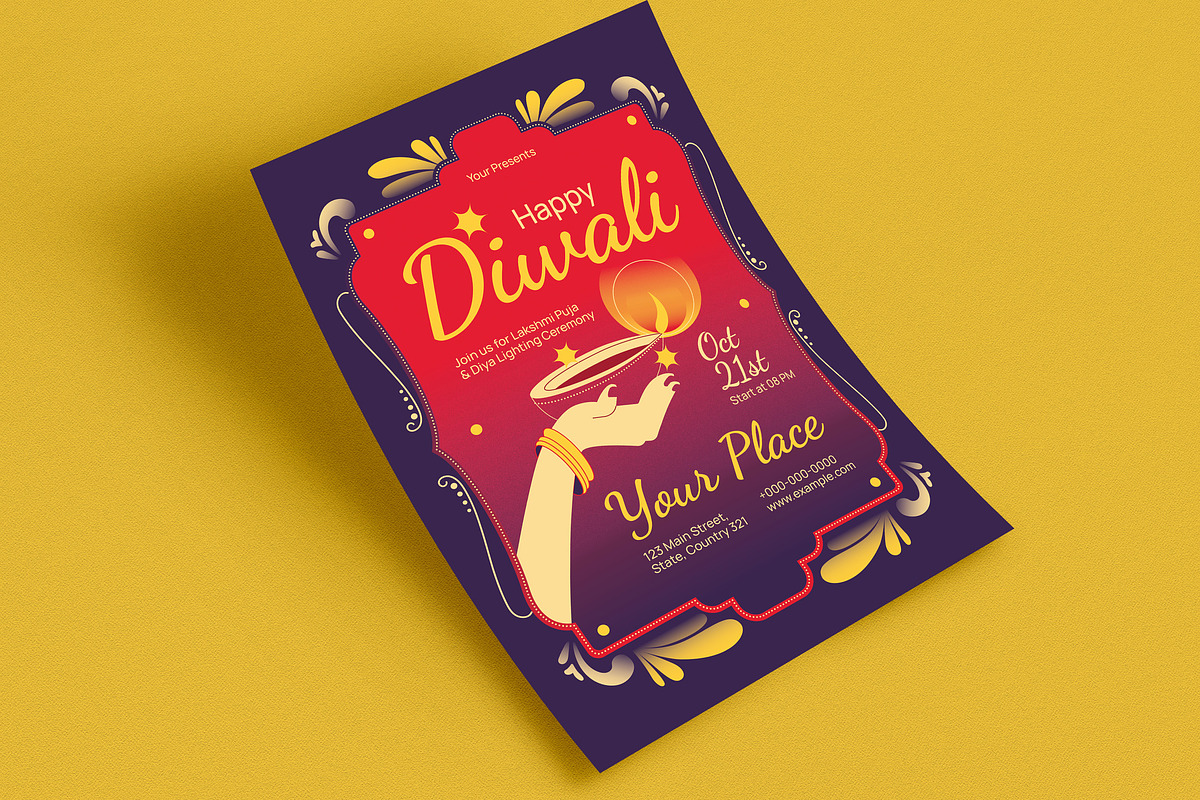 Modern Diwali Event Flyer, a Flyer Template by Guuver (Photo 3 of 3)