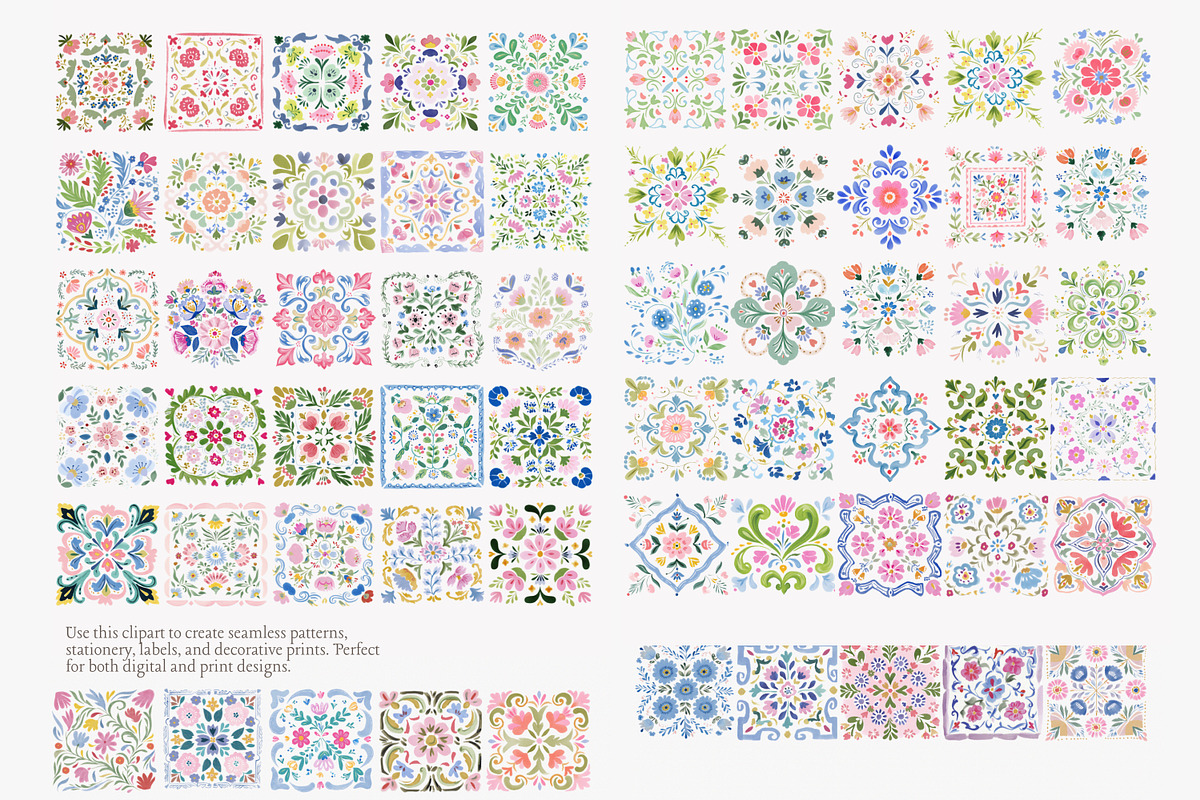 Folk floral tiles clipart, an Illustration by Patishop Art (Photo 10 of 10)