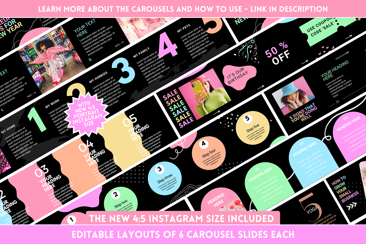 Pastel Neon Instagram Templates, a Social Media Template by SunshineStudioBoutique (Photo 7 of 10)