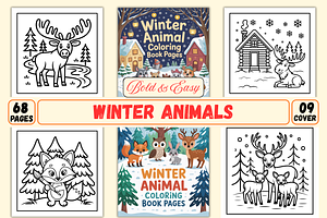 Winter Animal Coloring Book Pages, an Animal Illustration by Ink Gallery