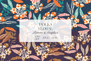 Polka Floral Seamless Pattern, a Pattern Graphic by StudioGlouna