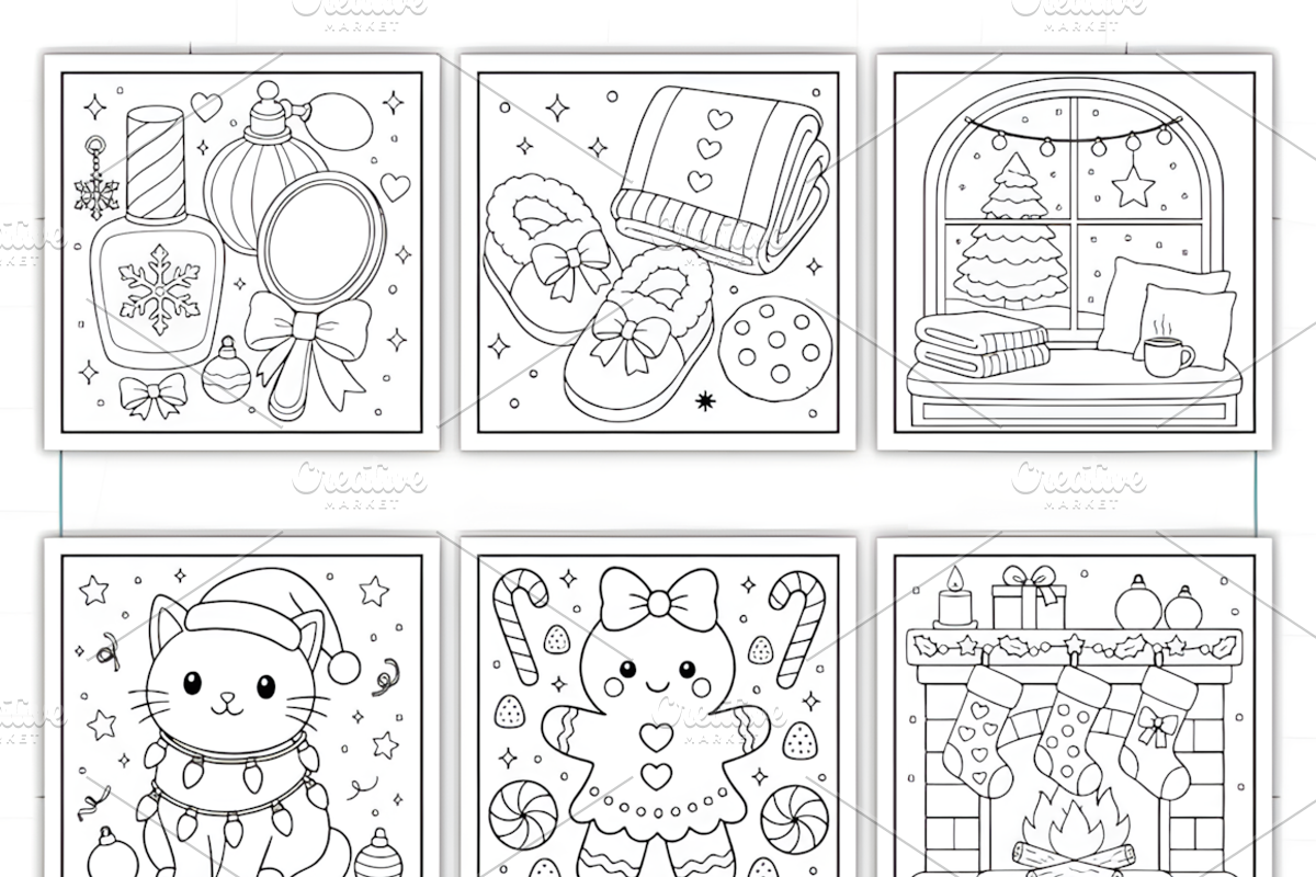Easy Cozy Girl Christmas Coloring, a Seasonal Illustration by Coco Bloom (Photo 3 of 3)