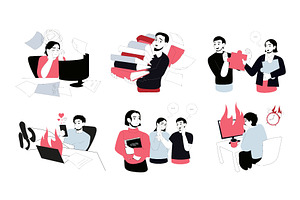Office Problems Flat Illustrations, a Finance Illustration by alexdndz