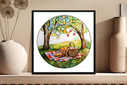 Round Stained Glass Summer Clipart, an Illustration by DreamCafeArt (Thumbnail 5 of 7)