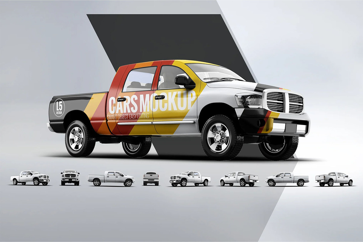 Pickup Truck Mock-Up, an Advertising Mockup by Hubzway (Photo 7 of 8)