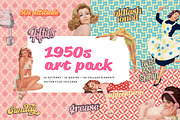 1950s Collage Art Pack, a Background Graphic by Pulpixel Design (Thumbnail 1 of 14)